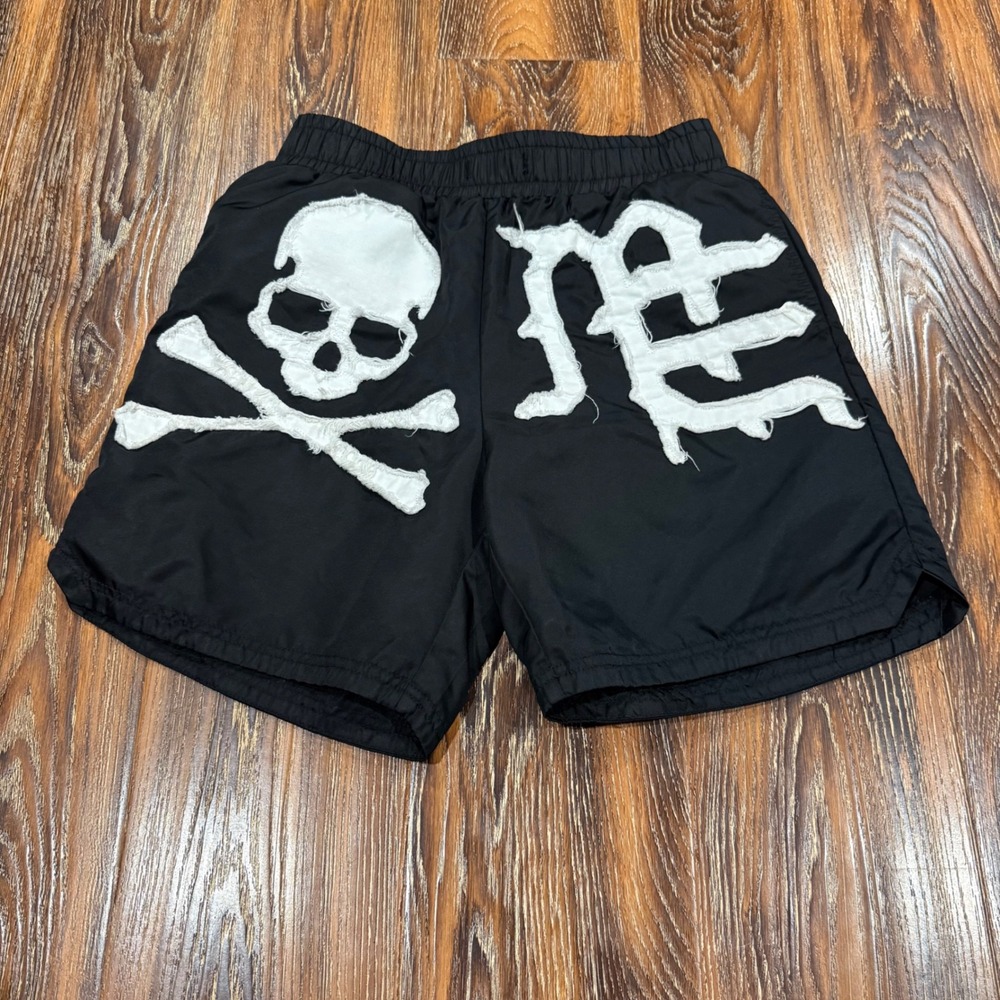 Mixed Emotion S Shorts Mens Black Skull Crossbones Streetwear Goth Nylon Pocket